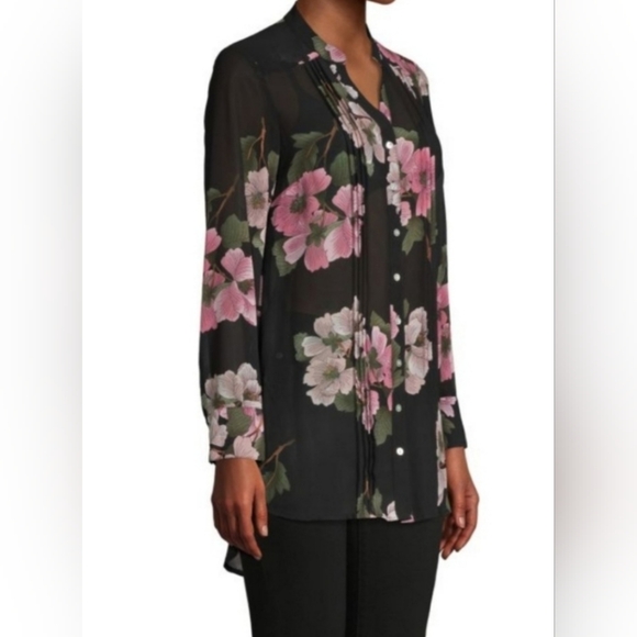 NWT Nanette Lepore Long Sleeve Sheer High-low Blouse Size XS - Picture 3 of 6